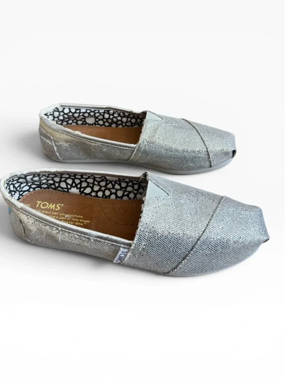 Silver Glitter Toms Size 8 New AS IS